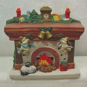 Vintage porcelain hand painted fireplace candleholder-6" tall